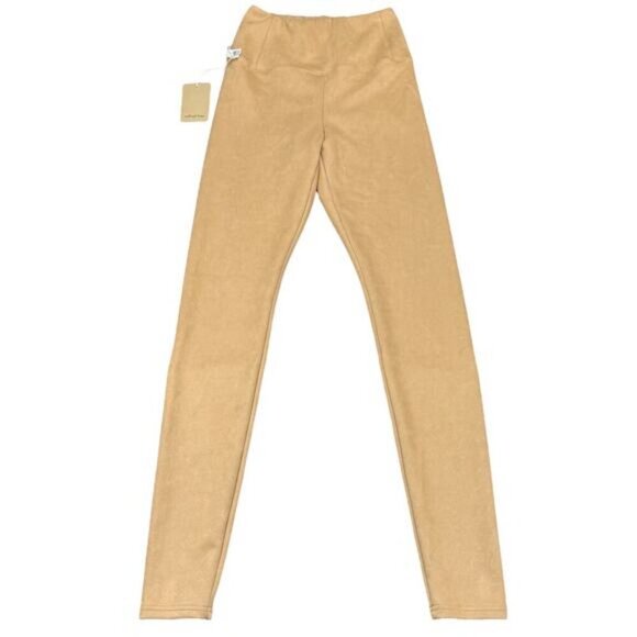 NWT WILFRED FREE Aritzia Daria Vegan Suede Leggings Size Small Tannin - Picture 3 of 7